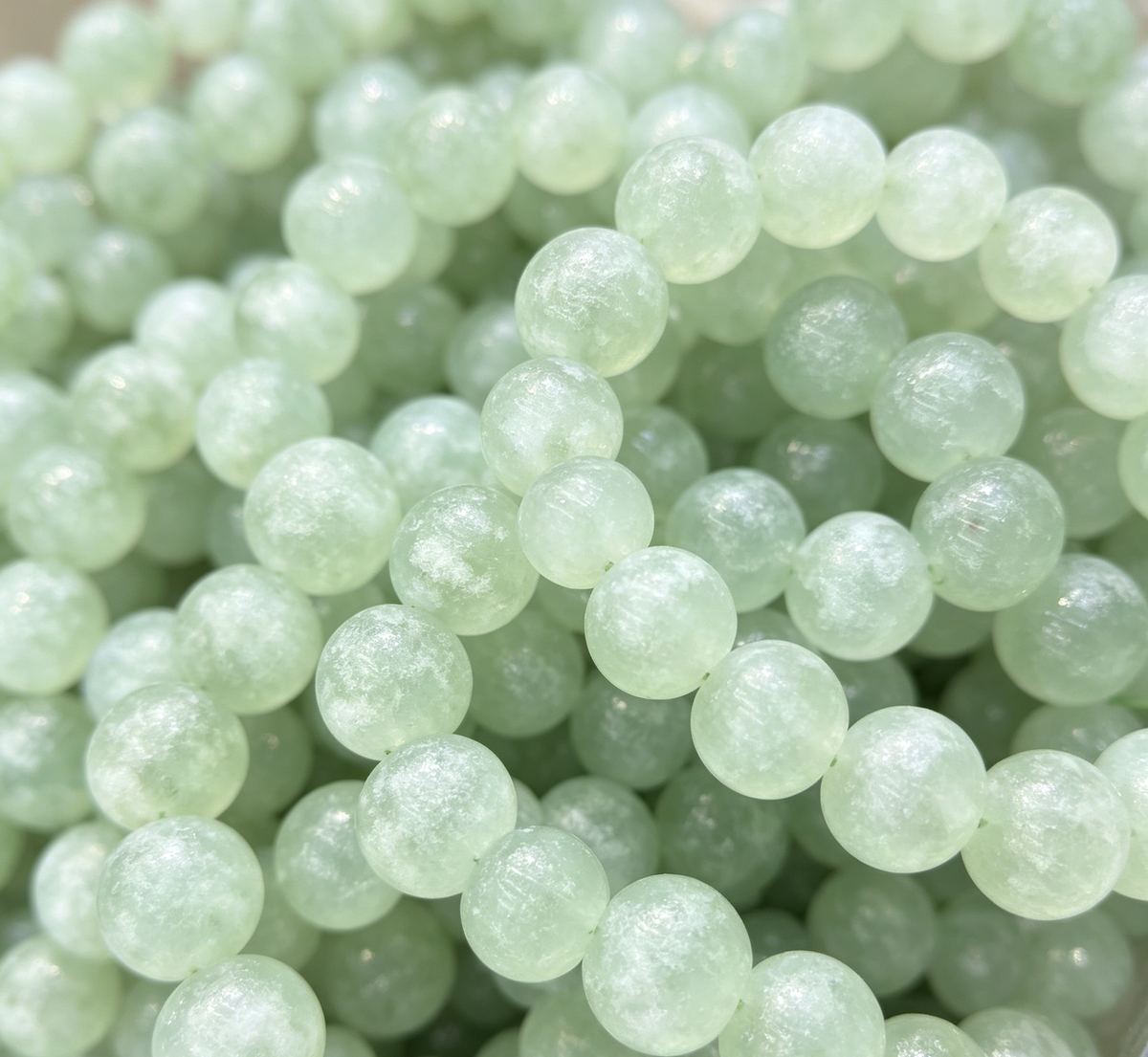 Handcrafted natural Xiuyan Jade beaded stretch bracelet