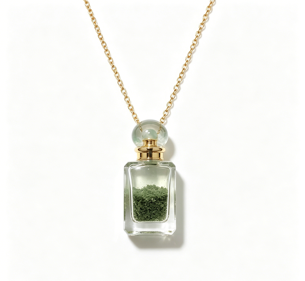 Green Phantom Quartz Crystal Perfume Bottle Necklace
