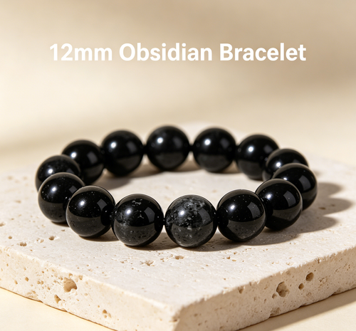 Black Obsidian Bracelet — Natural Stone Strand