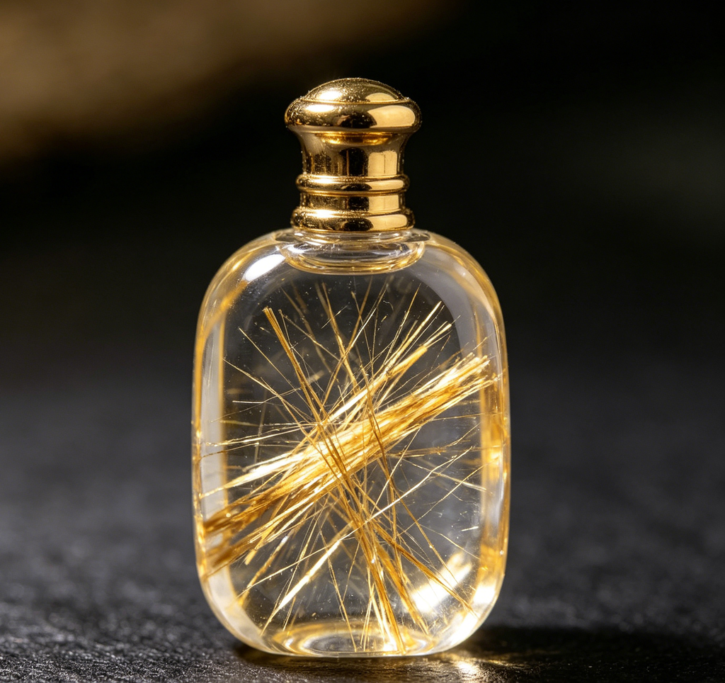 Rutilated Quartz Crystal Perfume Bottle Necklace