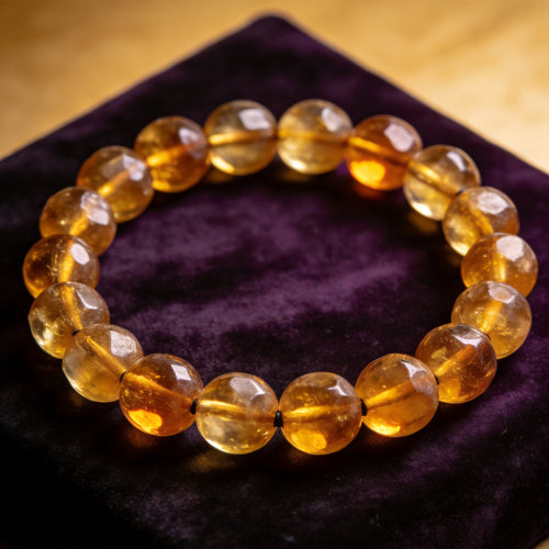 Amber Men's 12mm natural stone bracelet on dark velvet