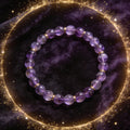 Amethyst Women's 8mm natural stone bracelet on dark velvet
