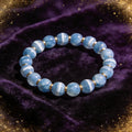 Blue Lace Agate Women's 8mm natural stone bracelet on dark velvet