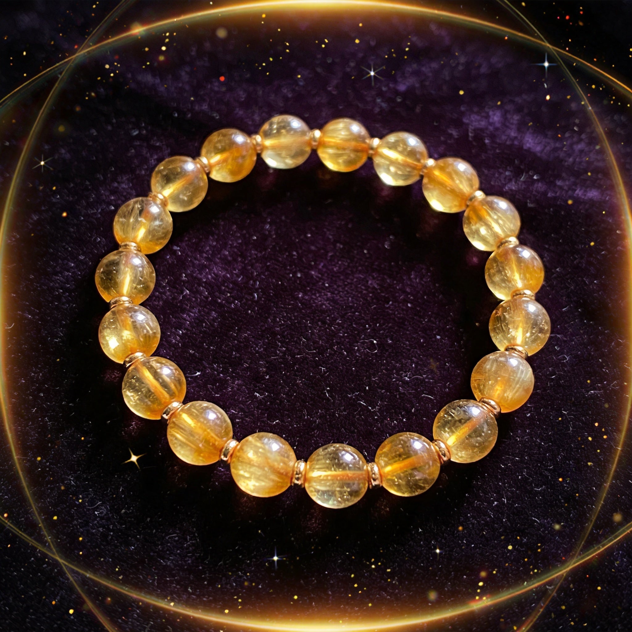 Citrine Women's 8mm natural stone bracelet on dark velvet