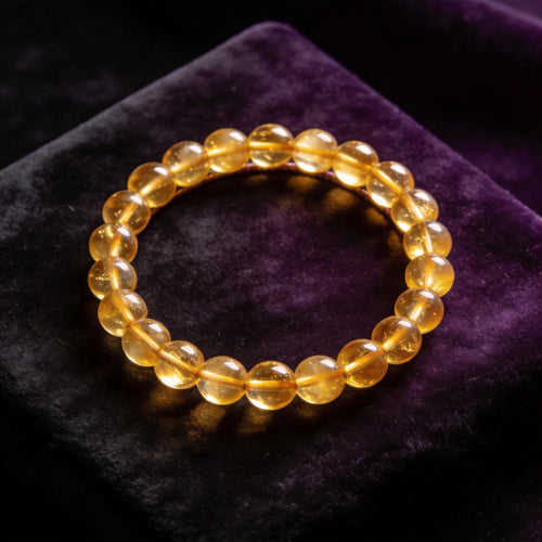 Citrine Women's 8mm natural stone bracelet on dark velvet
