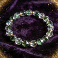 Green Phantom Quartz Women's 8mm natural stone bracelet on dark velvet