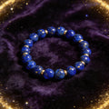 Lapis Lazuli Women's 8mm natural stone bracelet on dark velvet