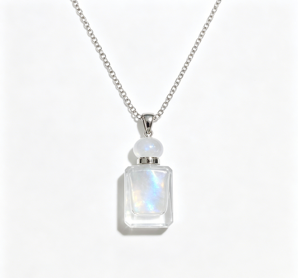 Moonstone Crystal Perfume Bottle Necklace