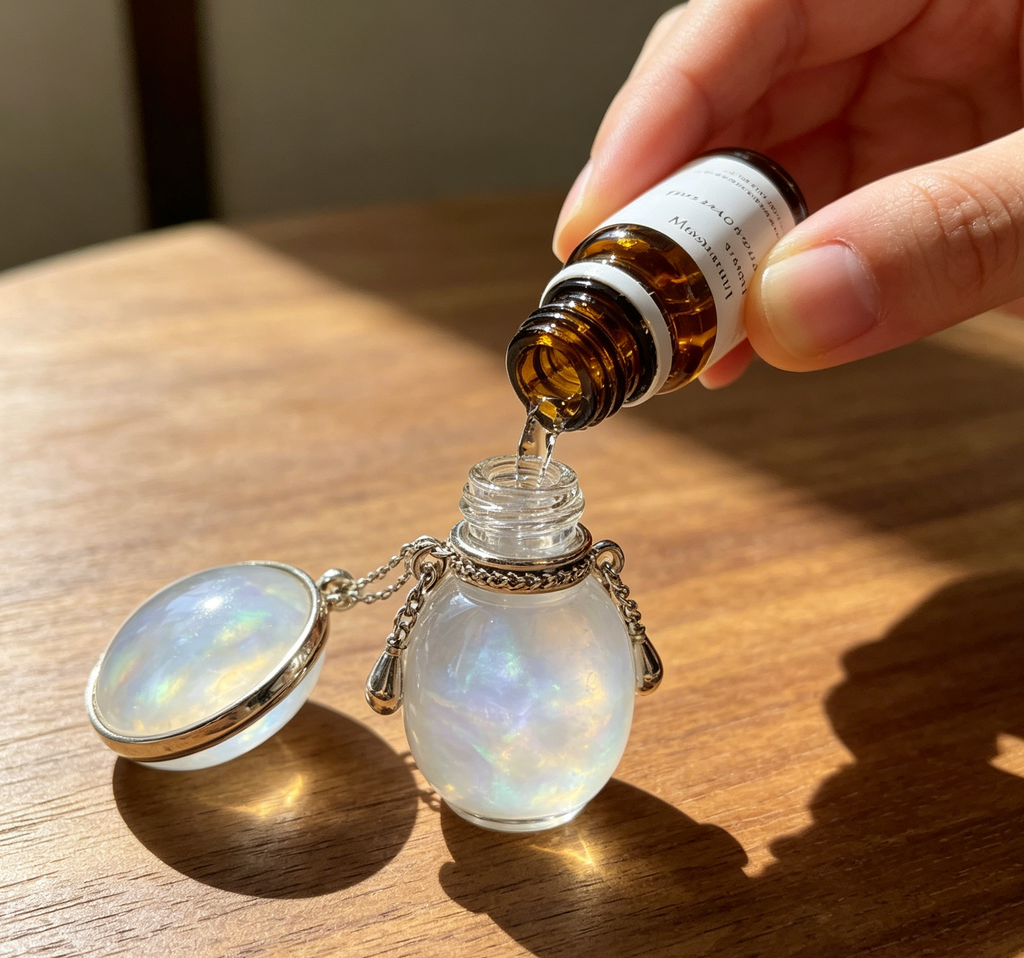 Moonstone Crystal Perfume Bottle Necklace