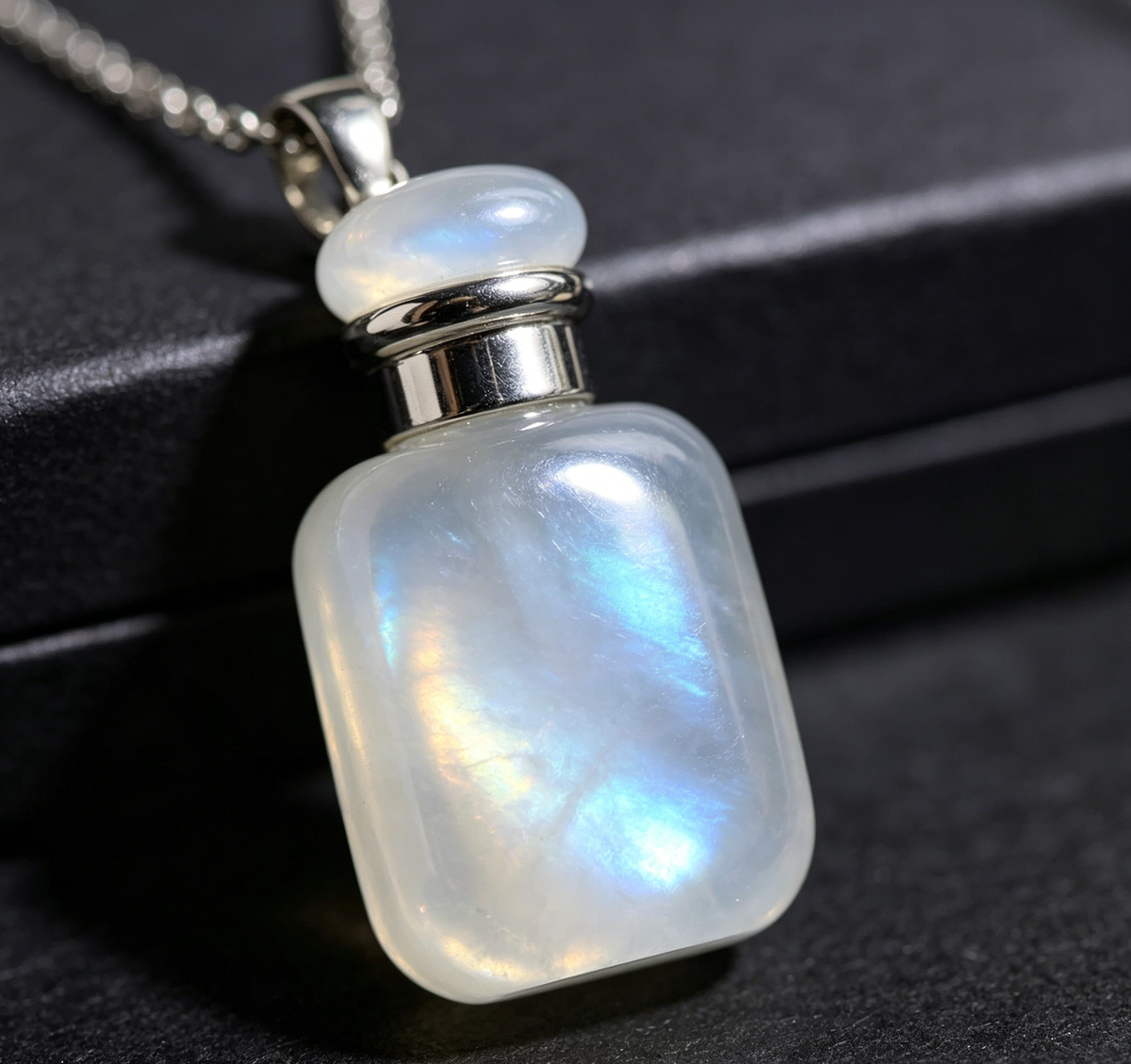 Moonstone Crystal Perfume Bottle Necklace