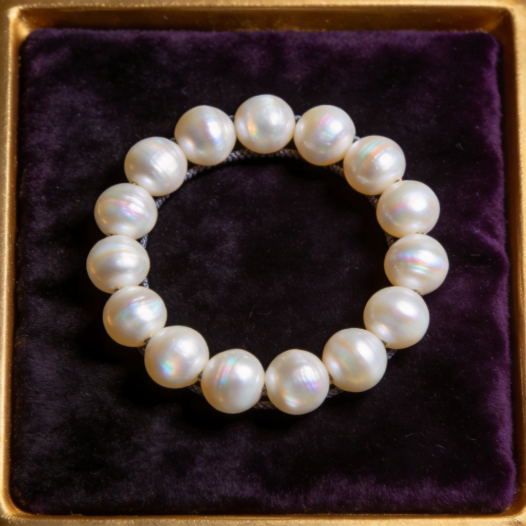 Pearl Men's 12mm natural stone bracelet on dark velvet