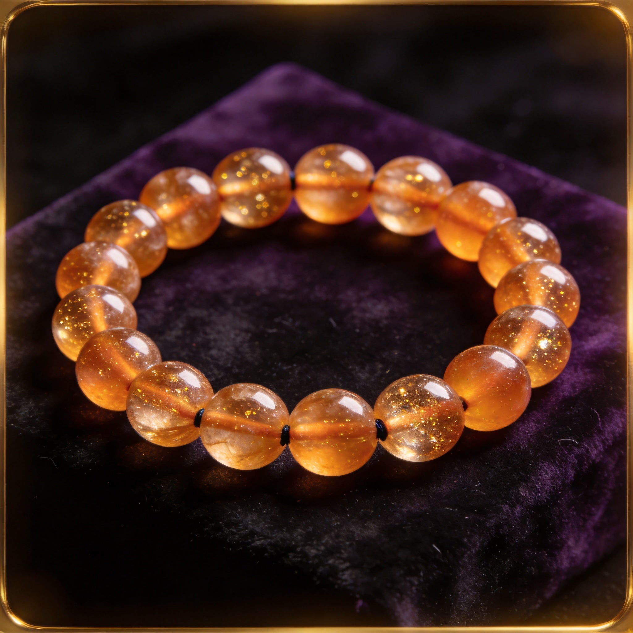Sunstone Men's 12mm natural stone bracelet on dark velvet