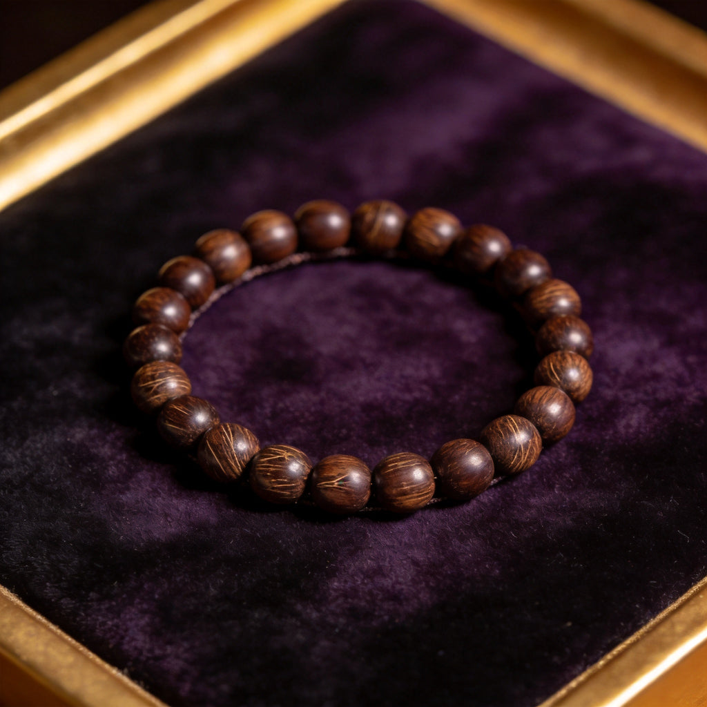 Wood Stone Women's 8mm natural stone bracelet on dark velvet