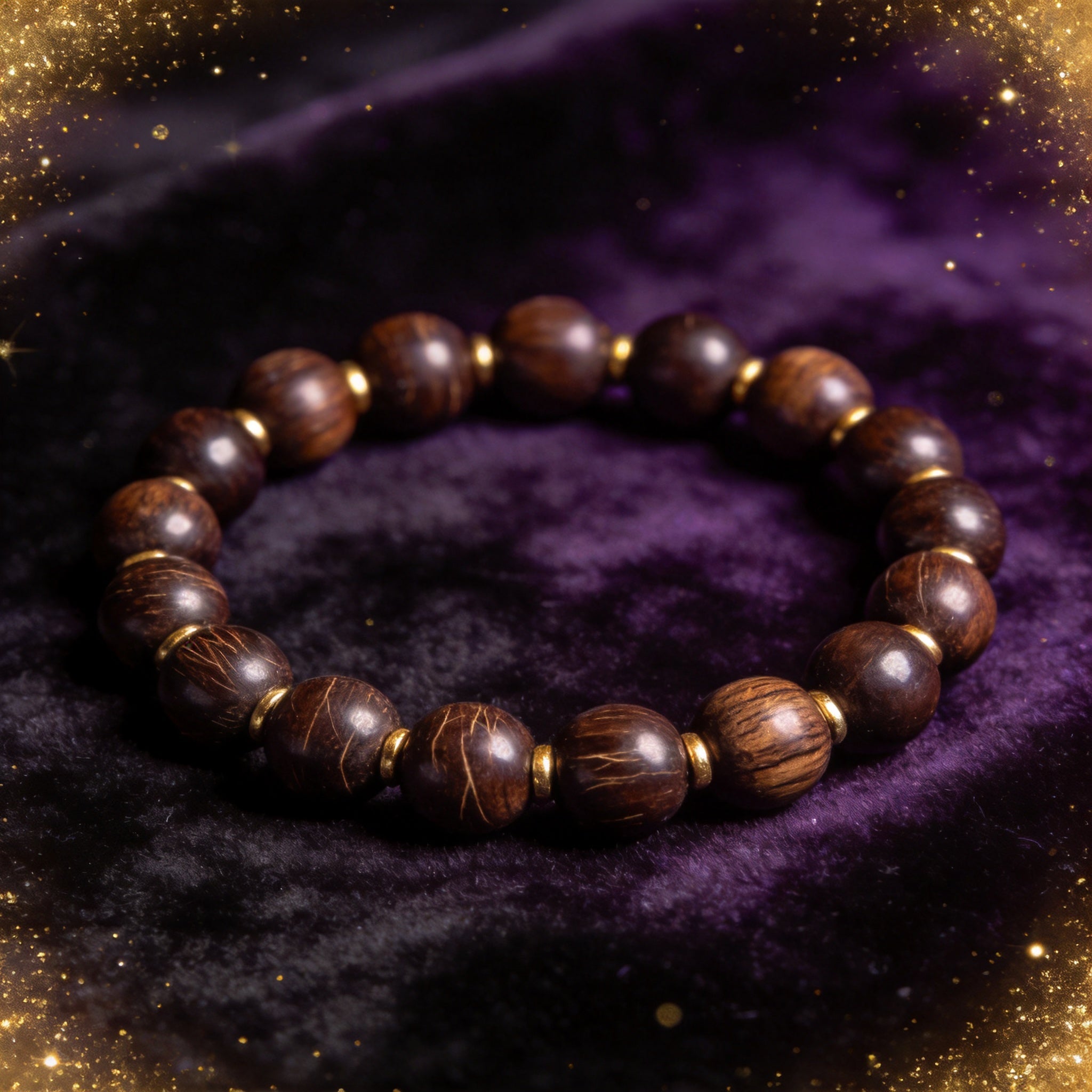 Wood Stone Women's 8mm natural stone bracelet on dark velvet